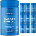 OMAPURE Wild Caught Omega- 3 Suplemen dengan EPA & DHA Tinggi (10 Bottles, 120 Softgels) - Burpless Formula Supports Heart & Joint Health, Proote Brain Fungsi
