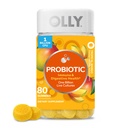 Gummy Probiotik OLLY, 1 Milyar CFU, Dukungan Imune dan Digepsi, Tambahan Probiotik Chewable, Mangga, 80 Cacah