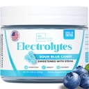 Zero Sugar - Sour Blue Candy Electrolytes Powder - Menyegarkan Hidration - Kafeine Free Energy - All Natural Ingreations - Vegan, Keto & Paleo - Gula Free Electrolyte Powder Drinder Drink Mix - 30