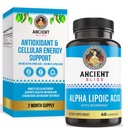Pendukung Antioksidan Energi, Suplemen ALA dengan Bioperin, Tanpa Gluten dan Soy, 600mg per Serving, 60 Vegan Capsules