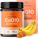 HERBAMAMA CoQ10 Gummies - 200mg Koenzim Q10 untuk Dukungan Antioksidant - Vegan, Suplemen Energi Harian Non- GMO - 90 Pectin- berbasis Bank-Flavored Chews