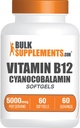 BulkSuplements.com Vitamin B12 5000 mcg Softgels - sebagai Cyanocobalamin, Suplemen Vitamin B12, untuk Dukungan Energi - Gluten Bebas, 1 Softgel per Serving, 60 Count (Paket 1)