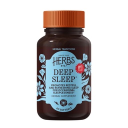 Herbs Etc. Deep Sleep Softgels - Herbal Sleep Supplement - Istirahat & Calming Dukungan dengan Passionflower, Chamomile & Lemon Balm - 60 Softgels (60 Hamba)