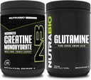 Suplemen Monohydrate NutraBio Creatine, Unflashdited, (300g) dan L- Glutamine Powder, (500g)
