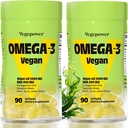 Vegan Omega-3 DHA Suplemen - Premium Fish Oil Algae 124; 90 Carrageenan Free Softgeels 124; Tanaman berbasis Algal DHA Escids Acids, Non-GMO (Algae, 90 Count (Paket 2)