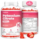 2 Pack Potnacular Gummies for Women & Men, Potasium Citrate Suplement, Dupport Leg Cramps, Muscle Health & Electrolite Keseimbangan, Sugar Free, Organik, Vegan, Strawberry, 120 Cts