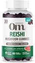 Om Mushroom Superfood Reishi Gummies, Amerika Grown Organic Mushroom, Suplemen Imune Health, Saldo, & Stress, 60 Count, 30 Servis Gummy