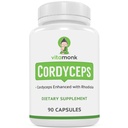 VitaMonk Cordyceps Mushroom Capsules dengan Rhodiola, 2 Grams of Cordyceps Mushroom Enhanced with Rhodiola - Boost Energy, Fight Stress, Enhance Performance, Non-GMO - 2000mg - 90 Caps