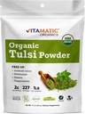 Vitamatic Certified USDA Organic Tulsi (Holy Basil) Powder - 1 Pound (16 Ounces) - Adaptogenic Herb for Stress, Imunity & Overall Wellness