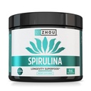 Zhou Spirulina Powder - Blue Green Spirulina Superfood for Women & Men with Vegan Protein, Chlorofil & Phycocyanin for Smooth Energy & Longdeage, Drink Mix for Smoothies - 6 oz Jar (48 Pelayan)