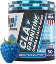 BPI Sports CLA + Carnitine - CLA L Carnitine & Linoleic Acid - L Carnitine Suplemen Weight Los, Metabolisme & Lean Muscle - Caffeine Free - Blue Raspberry - 50 Servings - 12.34 oz