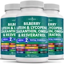 Vitamin Kesehatan Mata Baru dengan Bilberry Lutein dan Imoxanthin Lycopene Resveratrol Grape Ekstrak Astaxanthin - Vitamin Mata - 180 Count