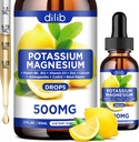 Potasium Magnesium Citrate Suplemen, Liquid Magnesium Citrate Drops 500mg dengan Ashwagandha, Kalsium, Zinc, Vitamin D3, B6, B12, CoQ10 - Vegan 2 flf Lemon Flavor