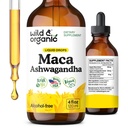 Wild & Organic Maca Root Ashwagandha Drops for Men and Women - Liquid Maca Ashwagandha Support for Overall Support - Peru Extract Tincture - Vegan, Sugar & Alcohol- Free - 4 fl oz