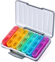 Odaro Pill Organizer 3 kali sehari - Portable Weekly Medicine Box dengan 7 Tahanan Terpisah, Perjalanan Kotak Pil 7 Hari, Hitam