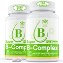 Sugar Free Vitamin B Kompleks dengan MethylB12, MethylFodge, B6, B1, B2, B3, Fast Dissolve Sangat Biovable Metholated B Suplemen Energi, Sistem Neural, Vegan, 180 tablet