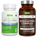Kompleks Astaxanthin + Zinc Kompleks Vegan Bundle, Dukungan Antioksidan untuk Skin, Rambut & Nails, oleh Igennus