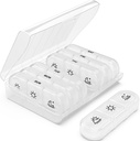 PULIV Weekly Pill Organizer 3 Times sehari, Portable Travel Pill Box 7 Day dengan Large Pil Containers, Light- Providence Pill Case for Vitamin, Medication, Suplemen and Fish Oils (White)