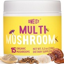Mushroom Powder 124; untuk Mushroom Coffee, 20- 1 Mushroom Kompleks dengan Lions Mane Powder, Reishi, Cordyceps, Turkey Tail & Herbs, Suplemen Otak untuk Memori dan Fokus, Energi, Imunitas - 5.3oz