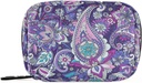 Paisley Flower Purple Pill Box 7 Day Cill Case Bag Travel Pill Organizer Bag dengan Zipper Portable Case Compact Size for Vitamin Suplemen Hoder