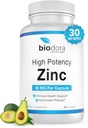 Potensi Tinggi Zinc, Tanpa GMO, Vitamin untuk Good Skin, Suplemen Dukungan Ammune & Antioksidant, Vegan, 50mg Per Servis, 60 Kasules, Unflashed
