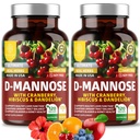 Number One Nutition Premium D Mannose Supplement for Women [Max Kekuatan, 1350MG] Natural D-Mannose with Cranberry, Hibiscus dan Dandelion for Urinary Tract Health, 240 Count