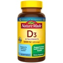 Nature Made Vitamin D3 5000 IU (125 mcg) Softgels, Extra Power Vitamin D Suplemen untuk Dukungan Kesehatan Bone dan Imune, 90 Softgels, Tambahan 90 Hari