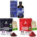 Powder liar Bilberry Ekstrak untuk Mata USDA Organik 3.4oz Bottle, Black Red Raspberry Powders Bundle 5 Ounce Bag, Freeze Dry Raspberry untuk Baking Smoothies Defulred Fruit
