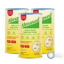 Almased Protein Powder for Wheight Loses Kit for Men & Women, Natural Meal Replacement Shake for Wheight Los, Suplemen, 24 Grams Protein Per Serving (Almond Vanilla Flavor, 3 Cans @ 17.6 ea + Scoop)
