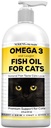 Nodens Natural Fish Oil for Cats Skin & Coat - 100% Pure Omega 3 Fish Oil for Dandruff & Hairballs - Cat Vitamin dan Suplemen Minyak Liquid untuk Inflammation Gabungan, Immune Dupport & Dibuble