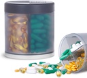 Extra Large Supplement Organizer dengan 4 kompartemen Easy Open Pil Dispenser Monthly Medicine Vitamins Penyimpanan Pill Bottle, Gray