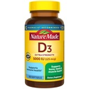 Nature Made Vitamin D3 5000 IU (125 mcg) Softgel, Ekstra Kekuatan Vitamin D Suplemen Bone dan Imune Health Support, 360 Count, 360 Day Supppply