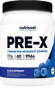 Nuttricost Pre- X Xtreme Pre- Workout Powder, Blue Raspberry, 60 Servings, Vegetarian, Non- GMO dan Gluten Free