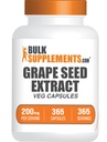 BulkSuplements.com Grape Extract Capsules - Antioksidant Suplement, Grape Seed Extract 200mg - Vegan & Gluten Free, 1 Capsule per Serving, 365 Veg Capsules (Paket 1)