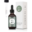 Vitamin D3 + K2 Drops with 1000 IU of Plant Based D3 and 45 mcg of K2, 2 oz Liquid Suplemen untuk Kekuatan Tulang, Peningkatan Mood - Tidak ada Pengawet Buatan, Tanpa Rasa, dengan Coconut MCT Oil