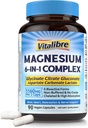 Suplemen Kompleks Magnesium 6 dalam 1, 11160mg Chelated Magnesium untuk Peledak Max, Bantuan dengan Better Sleep, Relaxation & Nerve Tenang, 90 Vegan Kapsul, Non GMO & Gluten Bebas