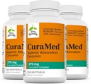 Terry Tentu CuraMed 375mg - Antioksidant Tambahan Kesehatan Otak & Imune - Tambahan Dieter dengan Curcumin & Turmeric Estial - Dukungan Herbal Liver - 120 Softgels (Paket 3)