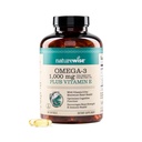 Naturrewise Extra- Power Omega 3 Fish Oil Suplement - 10000mg per Serving - 600 EPA & 400 DHA dan Vitamin E - Dukung untuk Heart & Brain Health - Lemon Flavor, GMO-Free - 180 Softgels [3- Bulan Supply]