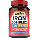 Tambahan Besi untuk Perempuan & Pria, dengan Vitamin C, B6, B12 & Founded for Iron Deficient, Blood Building & Energy, Stomach Friendly, Better Absorpsi, Non-GMO, No Gluten, 120 Vegan Caps