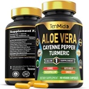 Aloe Vera Capsules Supplement - 8in1 Formula - Combine dengan Turmeric, Cayenne Pepper, Marshmallow, Fennel, Gotu Kola, Ginger, dan Black Pepper - 90 Capsules untuk 3 Bulan Suppply