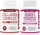 Purely Optimal Premium Multi Collagen Peptides Capsules (Types I, II, V, X, X) + Premium Progories for Women - 60 Milyar CFU, Dr. Formulated Pregment & Programent for Women