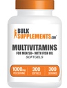 BulkSuplements.com Multivitamin for Men 50 Plus Softgels - Men 's Daily Vitamin, Multimineral Suptivitamin - Lengkap Multivitamin dengan Minyak Ikan - 1 Softgel per Serving, 300 Count (Paket 1)