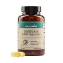 Naturrewise Ultra Omega 3 Fish Oil 2200 mg - Triglyceride Form - Lemon Flavor - Wild- Caught Fish Oil + EPA & DHA - Mendukung Otak & Heart Kesehatan - Burpless, Non-GMO - 60 Softgels [Persediaan Bulan 1]