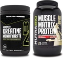 NutraBio Creatine Monohydrate, Unhafeed, (300 g) dan Muscle Matrix Protein Powder, (Vanilla) Supplemen Bundle - Muscle Energy, Maximum Growth, Recovery, and Power