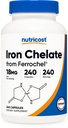 Nutricost Chelated Iron (dari Ferrochel) 18mg, 240 Kapsul - Gluten Free, Non GMO Supplemen Iron Plate