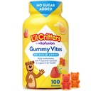 L 'il Critters Gummy Vites No Sugar Ditambahkan Daily Gummy Multivitamin for Ages 2 + Toddlers & Kid, Vitamin C, D3 for Imune, Strawberry and Orange Flavors, 100 Gummies