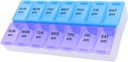 7 Day Weekly AM PM Pill Organizer, ShysTech Large Pill Case Box for Pills Vitamin Suplemen Medication (Purple / Blue)
