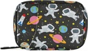 Space Travel Galacy Astronauts Pill Box 7 Day Pill Case Case Travel Organizer Bag dengan Zipper Portable Case Compact Size for Vitamin Suplemen Hoder