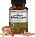 DailyNutra Mushroom Defense Formula - Suplemen Dukungan Imune; Jamur Organik, Air Panas Diekstrak - Reishi, Chaga, Maitake, Tail & Turki (60 Kapsul)