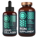 WILD FUEL Iron Supplement for Women with Folic Acid and Liquid Collagen Peptides with Biotin Girls Health and Beauty Bundle
